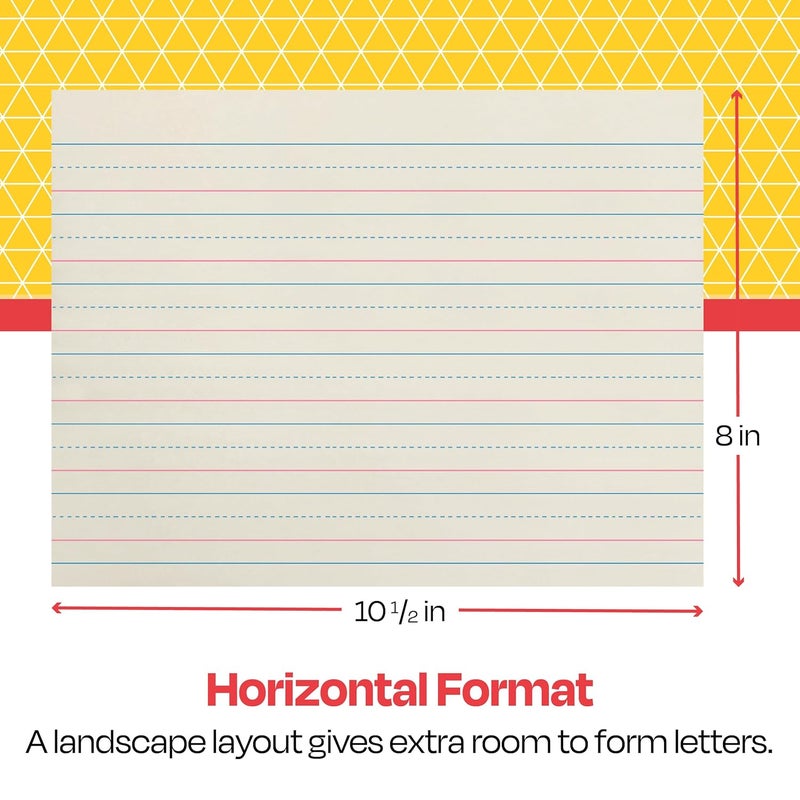 School Smart Zaner-Bloser Handwriting Practice Paper - 500 Sheets, 1-1/8 Inch Rule, 10-1/2 x 8 Inches, Ideal for Grade K - Image 3